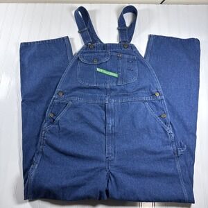 Key Imperial Overalls 38x34 Blue Denim Jeans Bib Carpenter Zip Fly Cotton Work